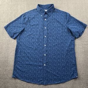 Southern Tide Shirt Adult Large Blue Button Up Short Sleeve Performance Casual